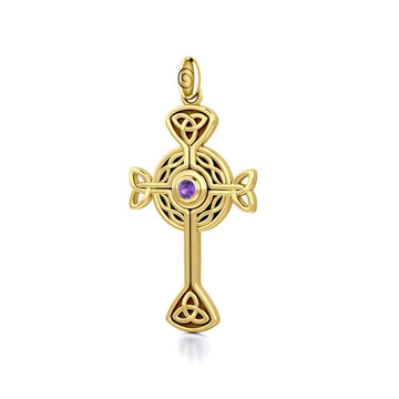 Spiritual and divine focus ~ Solid Gold Modern Celtic Cross Pendant GTP1370 - Jewelry